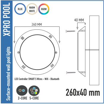 Opbouw LED Zwembadlamp - RGB - RGBW