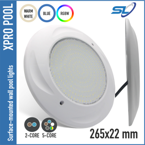 XPRO POOL | Luz para piscina empotrada en superficie, ultrafina, 265 x 22 mm