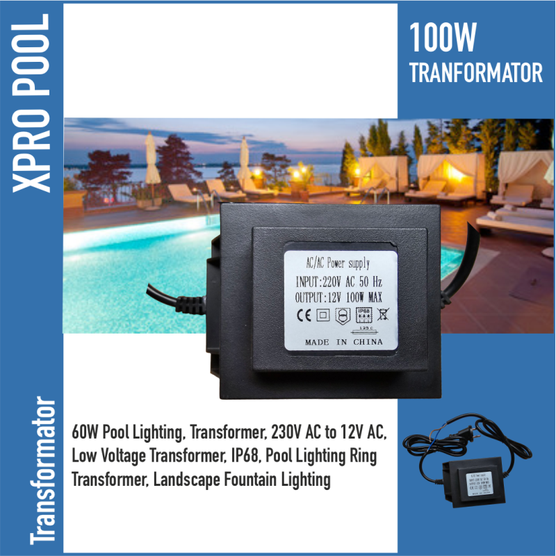 XPRO POOL | 100W Transformator für Schwimmbadbeleuchtung 12V AC