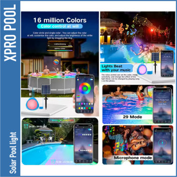 Solar Lámpara magnética para piscina con controlador y aplicación inteligente RGB 180 x 40 mm