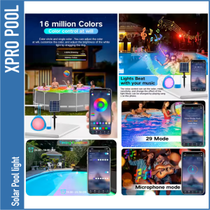 Solar Lámpara magnética para piscina con controlador y aplicación inteligente RGB 180 x 40 mm