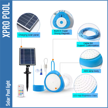 Solar Magnetische Schwimmbadlampe mit Controller und Smart App-Steuerung RGB 180 x 40 mm