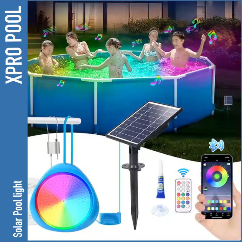 Solar Lámpara magnética para piscina con controlador y aplicación inteligente RGB 180 x 40 mm