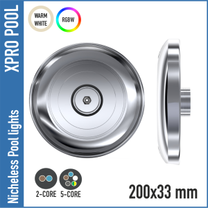 Nicheless pool light 200X33 mm stainless steel |RGB+W 18W | 1.5 inches