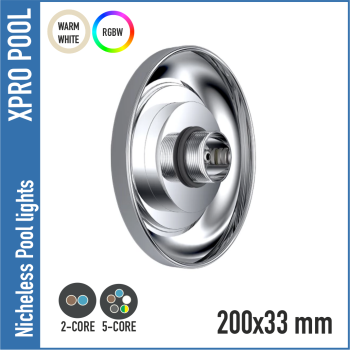 Lampe de piscine en acier inoxydable 1,5 pouce raccord rotatif - RGB+W, 18W, acier inoxydable 316 de haute qualité