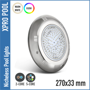 Lampe de piscine en acier inoxydable 1,5 pouce raccord rotatif - 25W, acier inoxydable 316 de haute qualité