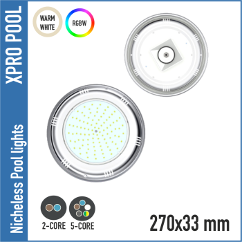 Nicheless zwembadlamp 270X33 mm RVS | 25W | 1.5 inches