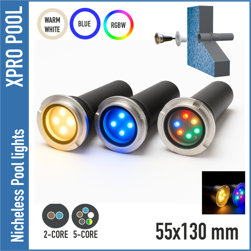 Luces LED para piscinas y spas sin nicho: múltiples opciones de color