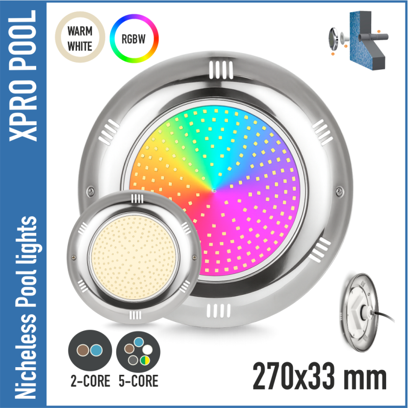 Edelstahl Poolbeleuchtung 1.5 Zoll Dreharmatur - 25W, Hochwertiger Edelstahl 316 Edelstahl Poolbeleuchtung 1.5 Zoll Dreharmatur - 25W, Hochwertiger Edelstahl 316
