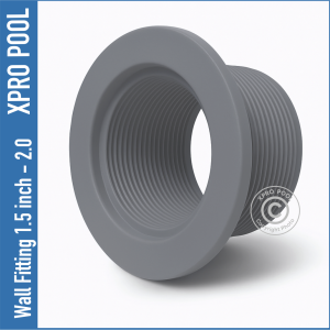 Inlet fitting 1.5 inch ABS for concrete pools outside ring 2 inch Gray