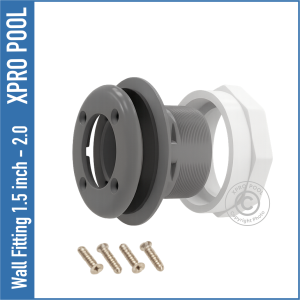 Ablaufgarnitur 1 1/2„ x 2“ Innengewinde für Vinyl-Schwimmbecken, grau