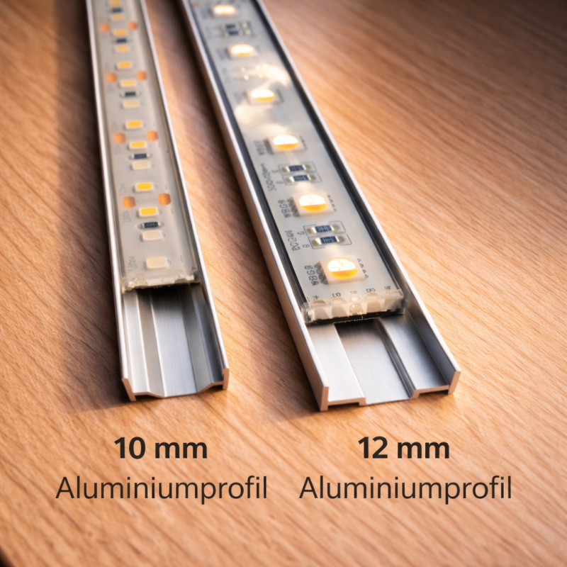 Profilé LED Sauna en Aluminium – 10 mm & 12 mm (au mètre)