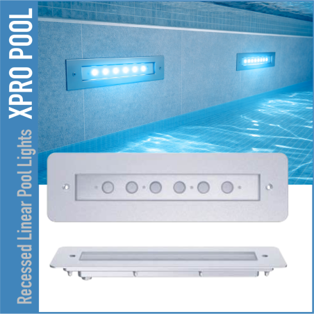 Recessed Linear Pool Light 120 × 350 mm – PRO LINE – 6 W / 12 W – Single Color, RGB & RGBW
