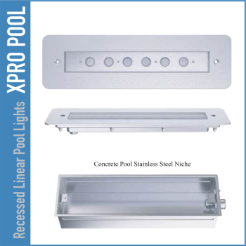 Lineare Einbau-Poolleuchte 120 × 350 mm – PRO LINE – 6 W / 12 W – Einzelfarbe, RGB & RGBW