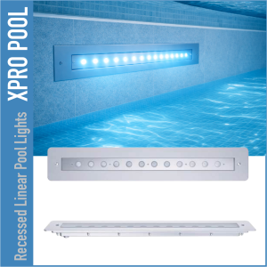 Lineare Einbau-Poolleuchte 100 × 600 mm – PRO LINE – 12 W / 18 W – Einzelfarbe & RGB
