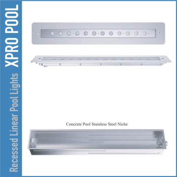 Lineare Einbau-Poolleuchte 100 × 600 mm – PRO LINE – 12 W / 18 W – Einzelfarbe & RGB