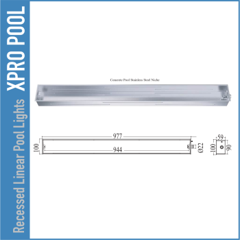 Luz lineal empotrada para piscina 120 × 1000 mm – PRO LINE – 18 W / 25 W / 35 W – Color único y RGB