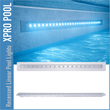 Lineare Einbau-Poolleuchte 120 × 1000 mm – PRO LINE – 18 W / 25 W / 35 W – Einzelfarbe & RGB