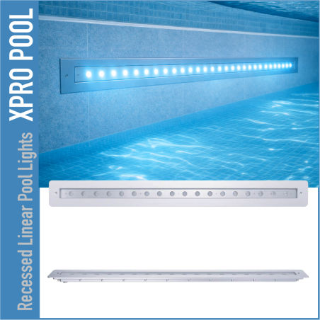 Lineare Einbau-Poolleuchte 120 × 1000 mm – PRO LINE – 18 W / 25 W / 35 W – Einzelfarbe & RGB