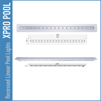 Lineare Einbau-Poolleuchte 120 × 1000 mm – PRO LINE – 18 W / 25 W / 35 W – Einzelfarbe & RGB
