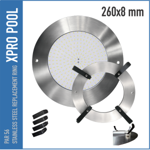 Ultradunne PAR56 Zwembadlamp 25W–35W | RVS 316L Vervangingsring | Ø260 mm | XPRO POOL