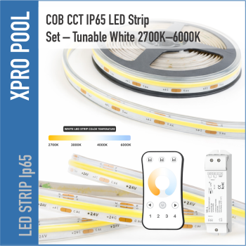 COB CCT LED Strip Set IP65 – 5 m Rol – Tunable White 2700K–6000K – Inclusief Controller