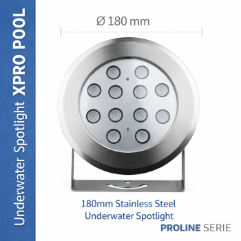 PRO LINE | Unterwasser-Spot aus Edelstahl | 180 mm | 12 W - 18 W - 25 W