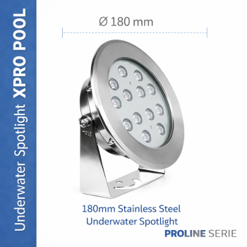 PRO LINE | Onderwater spot RVS 316L | 180 mm | 12w -18w - 25w
