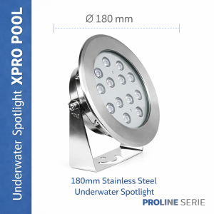PRO LINE | Onderwater spot RVS 316L | 180 mm | 12w -18w - 25w
