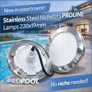 PROLINE Projecteur de Piscine Ultra Fin 220 × 19 mm – Acier Inoxydable 316L – Sans Niche – 18W / 25W / 35W