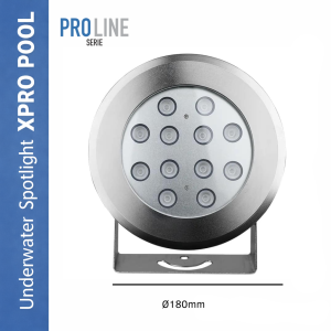PRO LINE | Underwater Spotlight Stainless Steel 316L | 180 mm | 12W - 18W - 25W