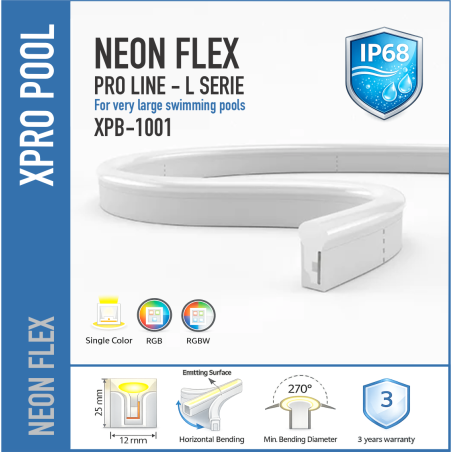 PROLINE IP68 L SERIE R 24V Neon LED Strip voor Zwembad
