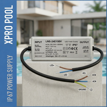 XPRO POOL – 150W IP67 LED Voeding 24V (Compact & Waterdicht)