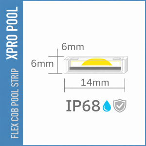 PRO LINE IP68 RGB+W COB LED Streifen für Pool – 14×6 mm – 24V – 18W/m – Maßanfertigung oder Rolle