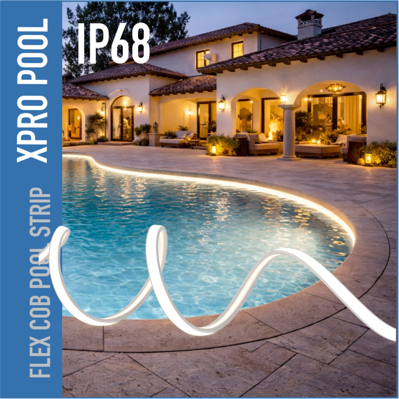PRO LINE Bande LED COB FLEX IP68 pour Piscine – 12×5 mm – 24V – 11W/m – Sur mesure ou en rouleau