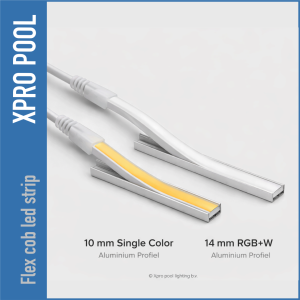 PRO LINE IP68 RGB+W COB LED Strip voor Zwembad – 14×6 mm – 24V – 18W/m – Op maat of rol