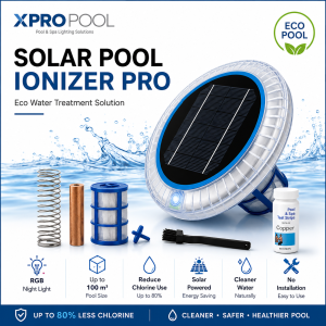 Solar Pool Ionizer PRO with RGB Light – Reduce Chlorine & Keep Water Clear