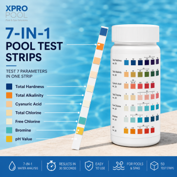 XPRO POOL 7-in-1 Pool Test Strips – Zwembad & Spa Watertester – 50 Strips