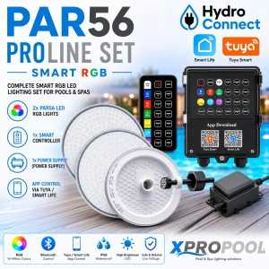 XPRO POOL PAR56 PROLINE SET SMART RGB 25W | 2 Zwembadlampen + Smart Controller + Voeding