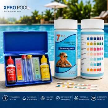 Summer Special Complete Pool Water Test Set | pH & Chlorine Test Kit + 7-in-1 Test Strips
