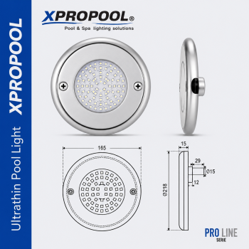 PRO LINE Ultra Thin LED Pool Light Ø102 mm 5W Stainless Steel 316L | XPRO POOL