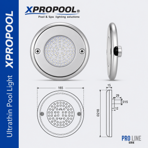 PRO LINE Ultra Thin LED Pool Light Ø102 mm 5W Edelstahl 316L | XPRO POOL