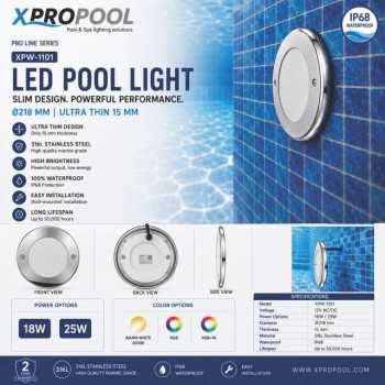 PRO LINE Ultra Thin LED Pool Light 15 mm | RGBW, RGB & Warm White